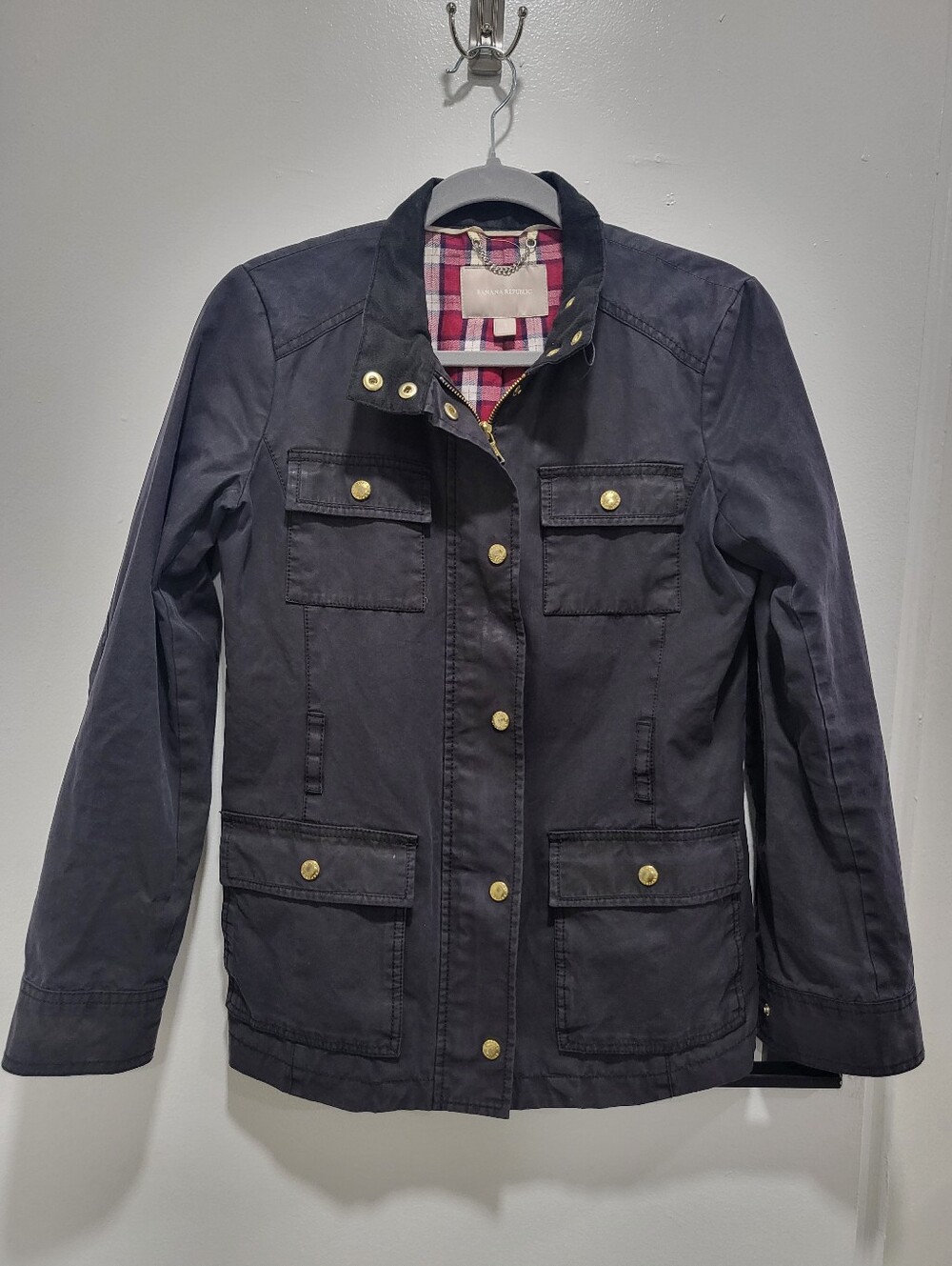 Banana Republic Navy Waxed Canvas Field Jacket Utility Chore Coat - Size Small